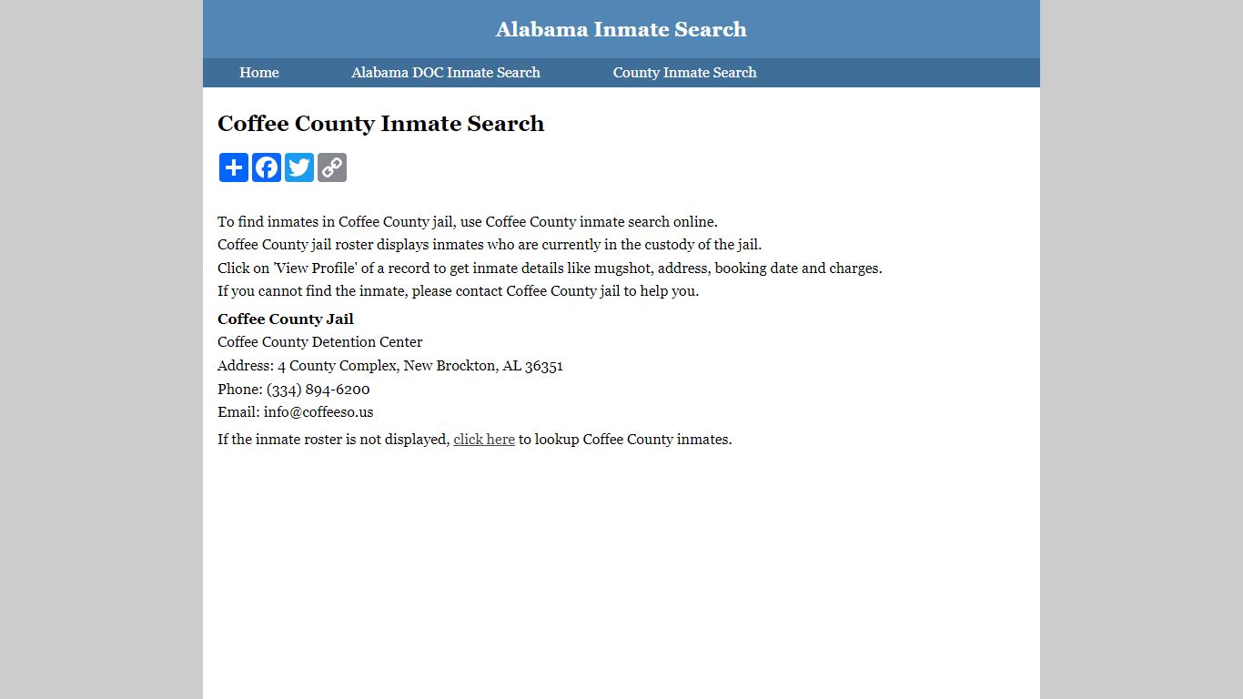 Coffee County Inmate Search